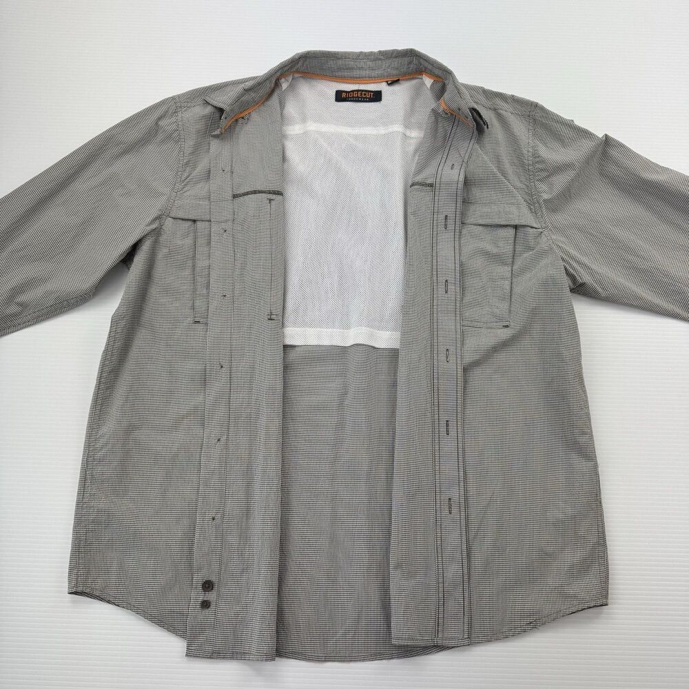 Ridgecut Mens XL Vented Work Shirt Gray Check Button Down Long Sleeve Utility - Picture 4 of 11
